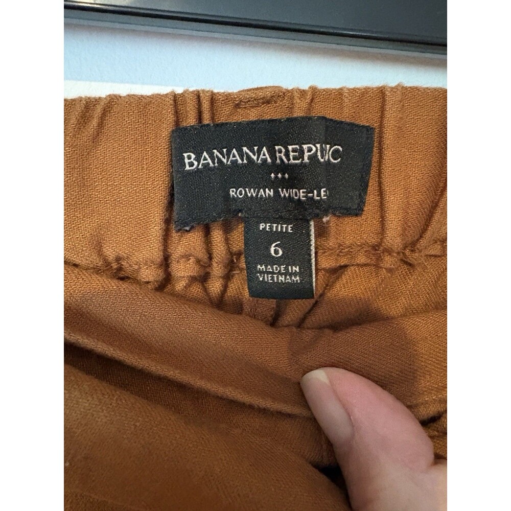 Banana Republic Boho Linen Blend Wide Leg Culottes Brown Cropped Women 6 Petite - Picture 3 of 6